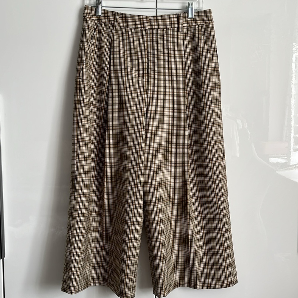 MICHAEL KORS NWOT Wool Beige Black Checkered Culotte Trouser Pant, Size 10